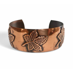 Vintage Maple Leaf Copper Cuff Bracelet.